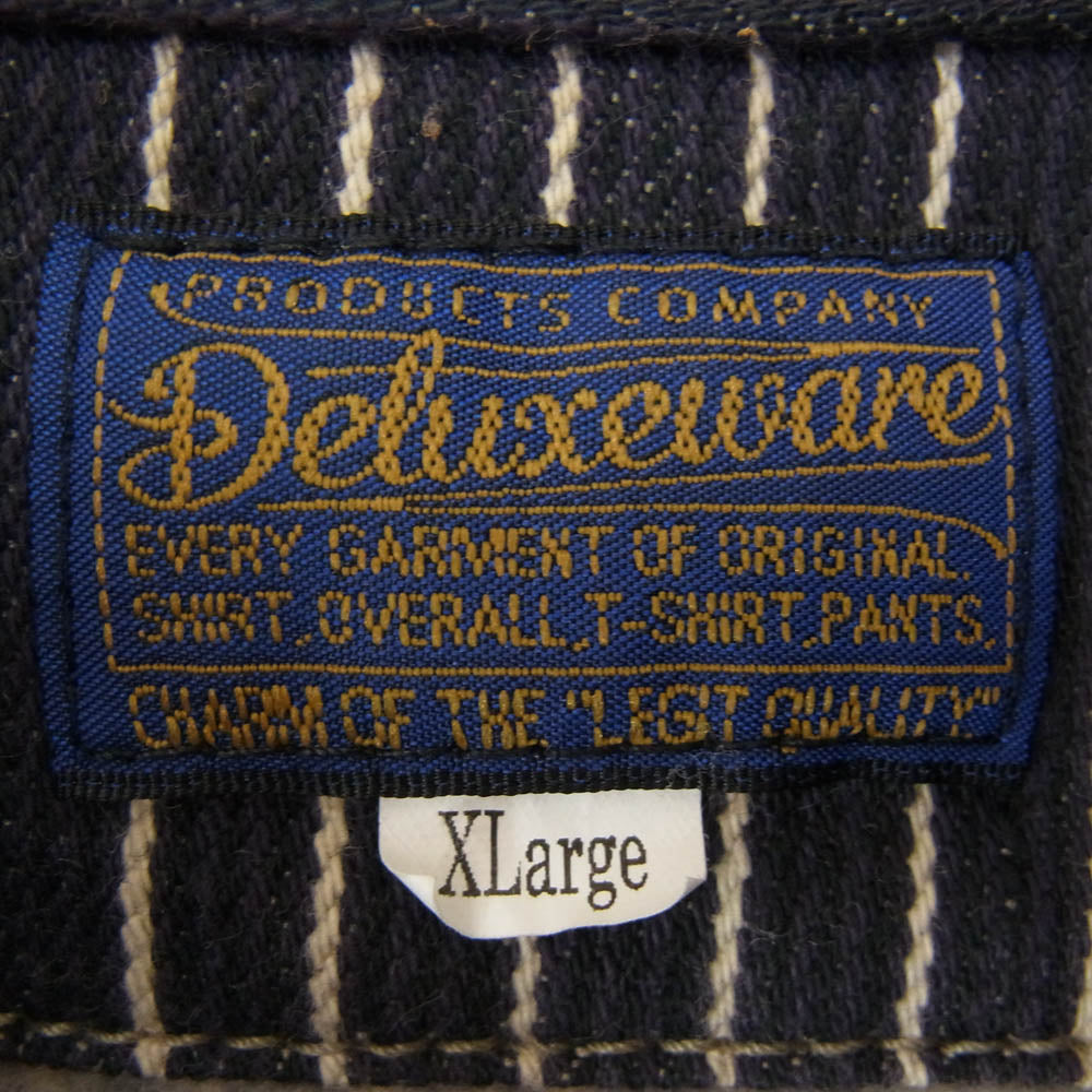 DELUXE デラックス ヒッコリー ストライプ 長袖 シャツ ブラック系 XL【中古】