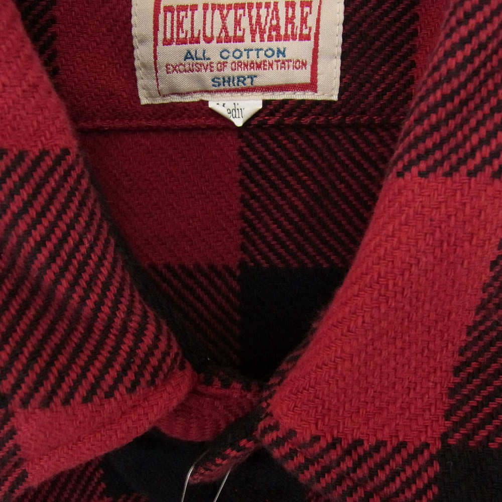 DELUXE デラックス BUFFALO CHECK バッファロー チェック フランネル 長袖 シャツ レッド系 M【中古】