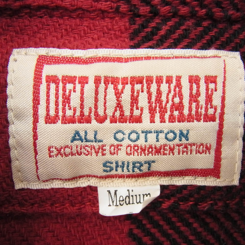 DELUXE デラックス BUFFALO CHECK バッファロー チェック フランネル 長袖 シャツ レッド系 M【中古】
