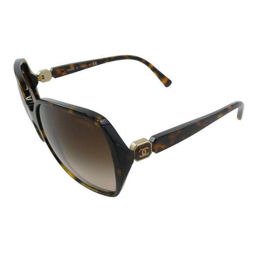 CHANEL シャネル 5284 イタリア製 バタフライ レンズ ココマーク サングラス マーブル ダーク ブラウン ブラウン系 59□17 135【中古】