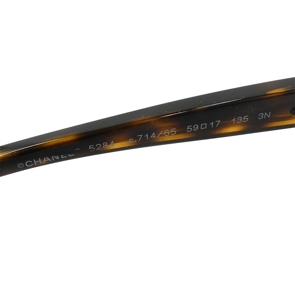 CHANEL シャネル 5284 イタリア製 バタフライ レンズ ココマーク サングラス マーブル ダーク ブラウン ブラウン系 59□17 135【中古】