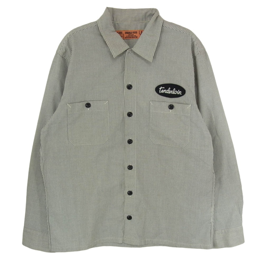 TENDERLOIN テンダーロイン T-WORK SHT STRIPE 長袖 ストライプ ワーク シャツ ブラック系 M【中古】