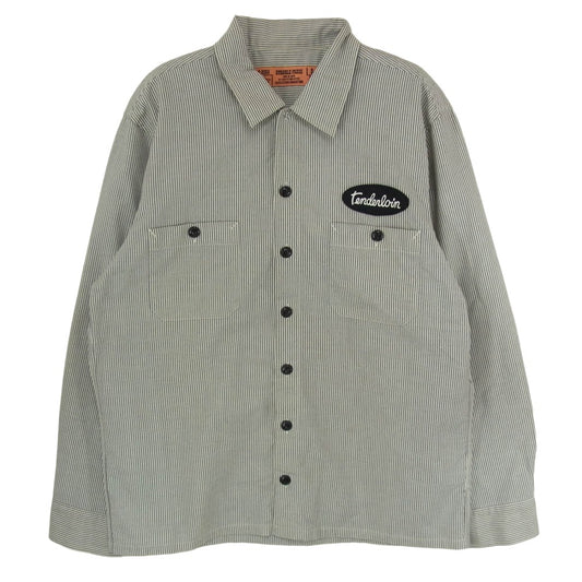 TENDERLOIN テンダーロイン T-WORK SHT STRIPE 長袖 ストライプ ワーク シャツ ブラック系 M【中古】