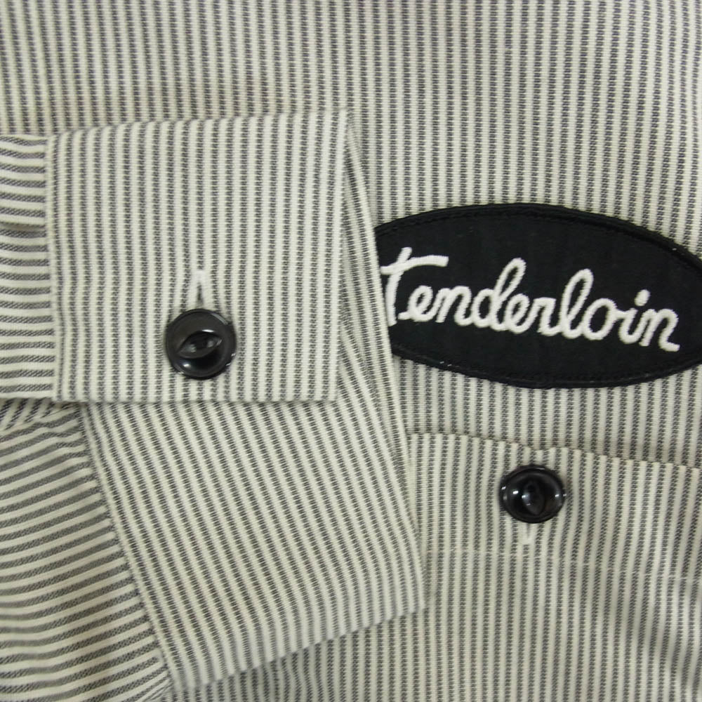 TENDERLOIN テンダーロイン T-WORK SHT STRIPE 長袖 ストライプ ワーク シャツ ブラック系 M【中古】