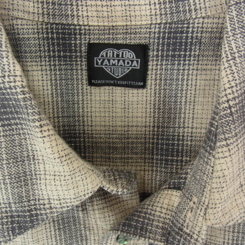 タトゥースタジオヤマダ OMBRE CHECK SHIRTS オンブレ チェック 長袖 シャツ グレー系 M【中古】