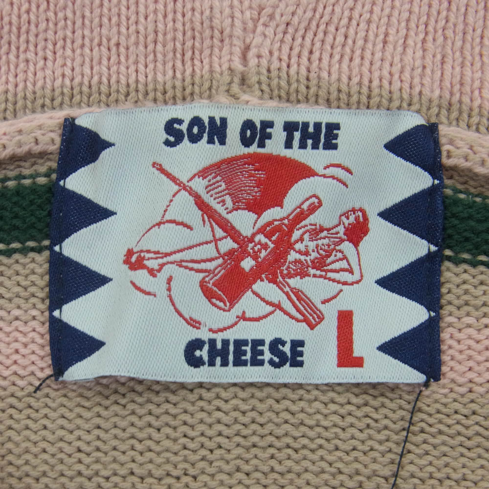 SON OF THE CHEESE サノバチーズ Border hoodie ニット プルオーバー パーカー コットン 中国製 ピンク系 L【中古】