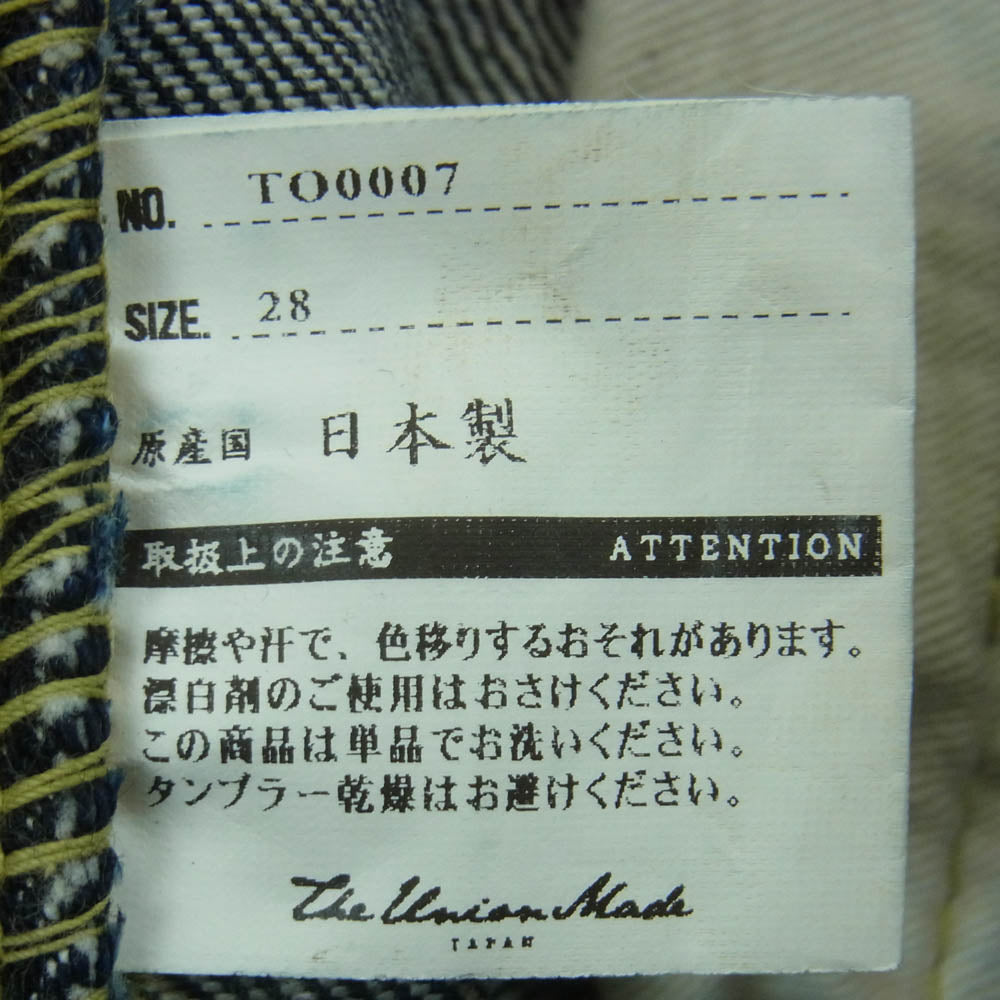 ザ・ユニオン TO0007 FORCE DENIM 0004 フォース デニム パンツ インディゴブルー系 W28 L32【中古】