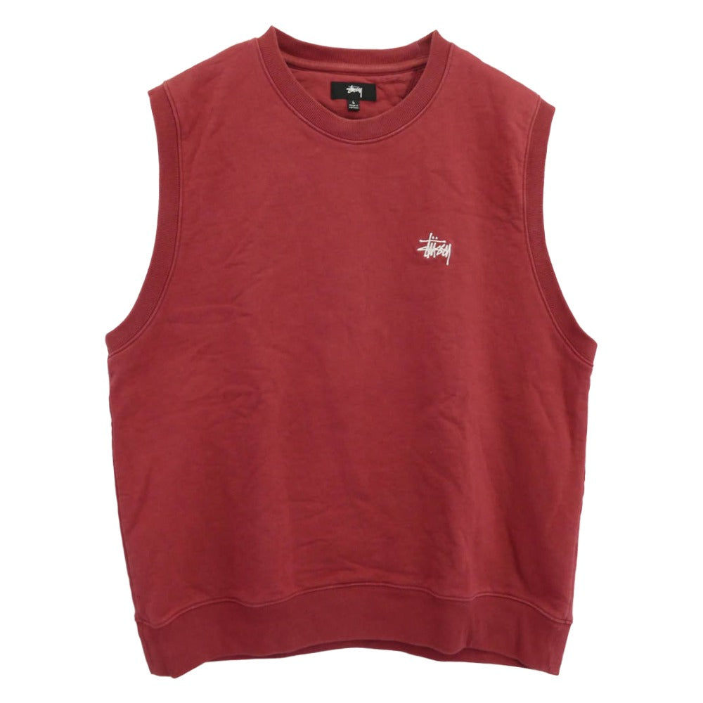 STUSSY ステューシー スウェット ロゴ ベスト ボルドー エンジ系 L【中古】