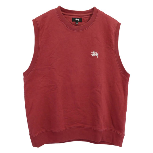 STUSSY ステューシー スウェット ロゴ ベスト ボルドー エンジ系 L【中古】