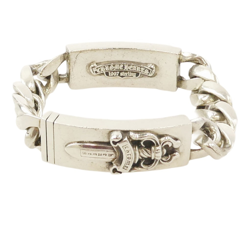 CHROME HEARTS クロムハーツ（原本無） ID DBL FLRL DGGR ダブル ID フローラルクロス ダガー クラシックリンク ブレスレット シルバー系【中古】