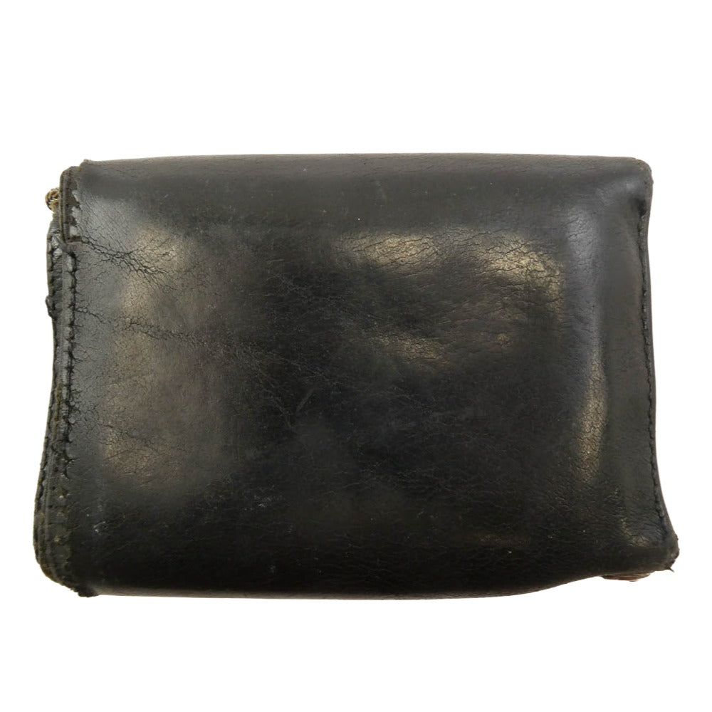 CHROME HEARTS クロムハーツ（原本無） 3FOLD 3フォールド レザー ウォレット フローラルボタン 財布 ブラック系【中古】