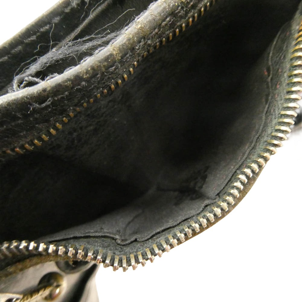 CHROME HEARTS クロムハーツ（原本無） 3FOLD 3フォールド レザー ウォレット フローラルボタン 財布 ブラック系【中古】