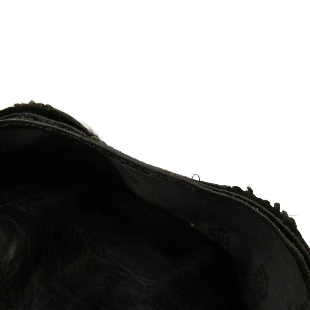 CHROME HEARTS クロムハーツ（原本無） 3FOLD 3フォールド レザー ウォレット フローラルボタン 財布 ブラック系【中古】