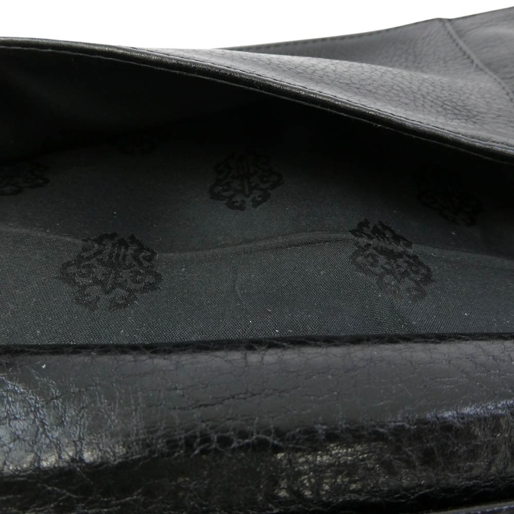 CHROME HEARTS クロムハーツ（原本無） WAVE WALLET ウェーブ ウォレット クロスボールボタン ダガージップ レザー長財布 ブラック系【中古】