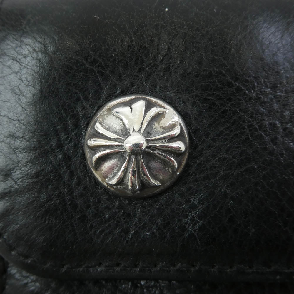 CHROME HEARTS クロムハーツ（原本無） WAVE WALLET ウェーブ ウォレット クロスボールボタン ダガージップ レザー長財布 ブラック系【中古】