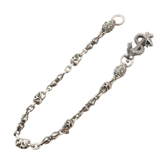 GABOR ガボール Gaboratory ガボラトリー マリア ギャランティ付属 スネークキーパー 2ライオンヘッド 5スカル 5ヌードルリンク ウォレットチェーン シルバー系【中古】