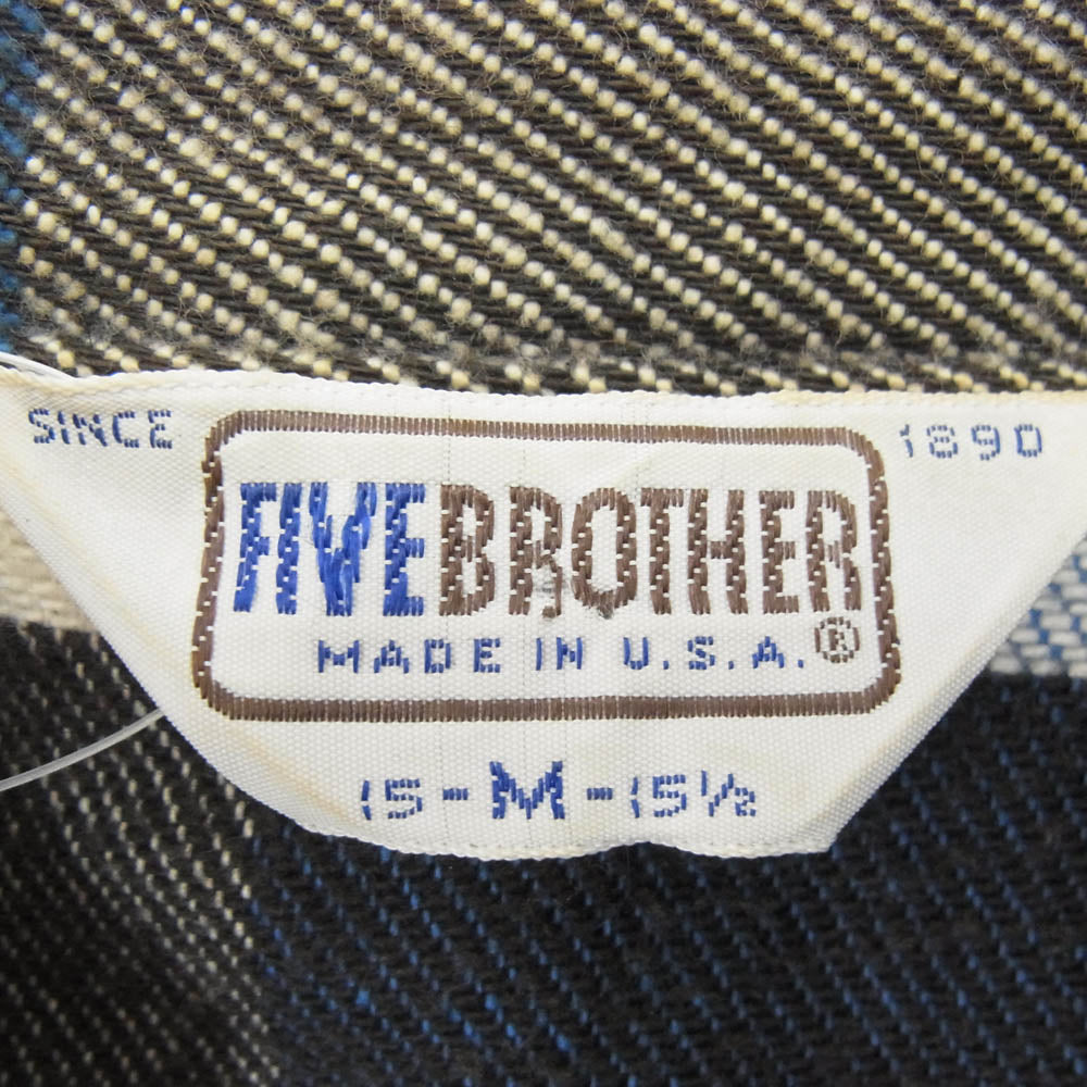 FIVE BROTHER ファイブブラザー USA製 チェック 長袖 ヘビーネルシャツ ブルー系 M【中古】
