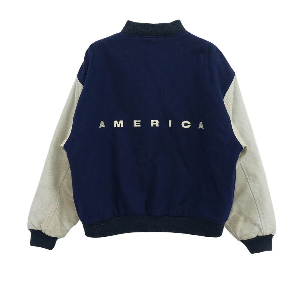 adidas アディダス アディダス ヴィンテージ アメリカ バーシティジャケット スタジャン ブルゾン ネイビー系 オフホワイト系 M【中古】