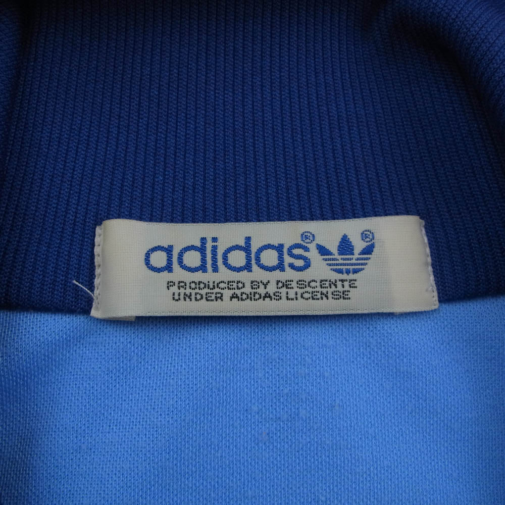 adidas アディダス ヴィンテージ デサント製 トレフォイルロゴ 刺繍 ラグランスリーブ トラックジャケット ジャージ ブルー系【中古】