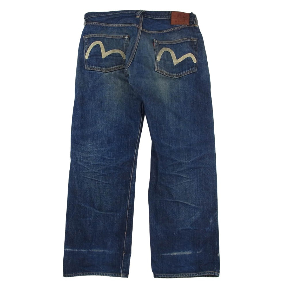 EVISU エヴィス 2000 ストレート ボタンフライ デニムパンツ ジーパン インディゴブルー系 38×35【中古】