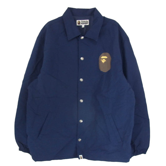 A BATHING APE アベイシングエイプ 23SS 001GDJ201002H Happy New Year Mens Classic Jacket バックプリント ナイロン コーチジャケット ネイビー系 XL【中古】