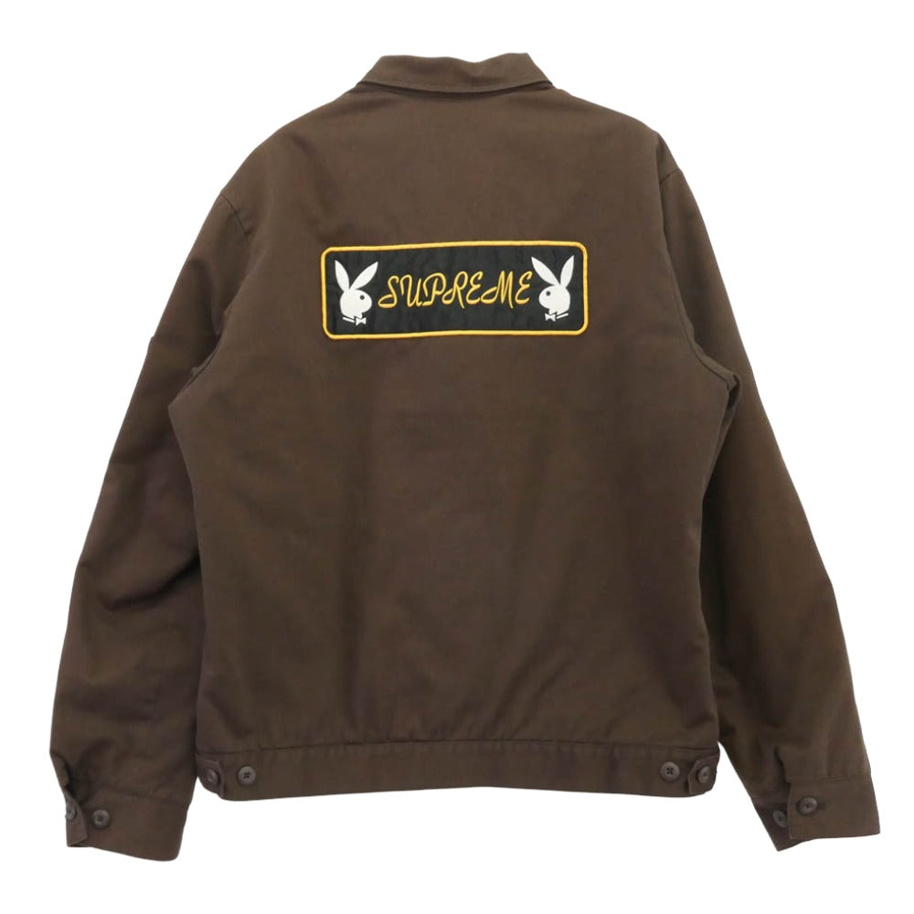 Supreme シュプリーム 16AW Playboy Work Jacket 刺繍 キルティング プレイボーイ ワーク ジャケット ブラウン系 L【中古】