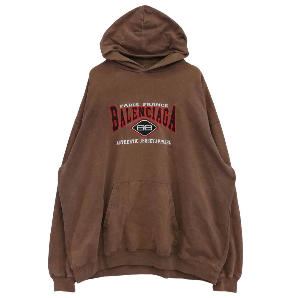 BALENCIAGA バレンシアガ 21AW 620973 TMVB1 Logo Embroidery Hoodie ロゴ エンブロイダリー パーカー フーディー ブラウン系 M【中古】