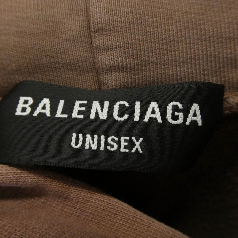 BALENCIAGA バレンシアガ 21AW 620973 TMVB1 Logo Embroidery Hoodie ロゴ エンブロイダリー パーカー フーディー ブラウン系 M【中古】