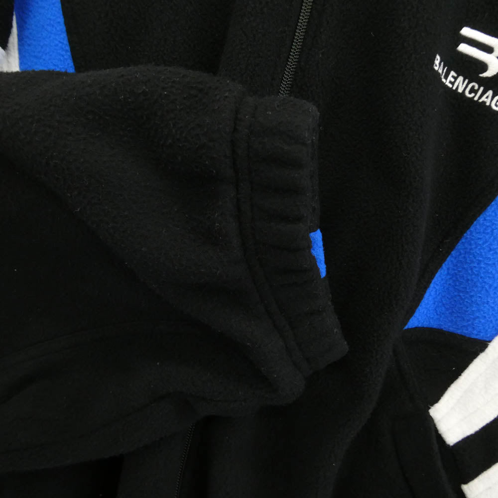 BALENCIAGA バレンシアガ 21AW 675272 TJQ32 Sporty B Fleece Tracksuit jacket スポーティー ロゴ ボア フリース トラック ジャケット ブルゾン ブラック系 ブルー系 XXS【中古】