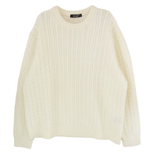 1piu1uguale3 ウノピュウノウグァーレトレ MRK278 WNY043 CRAZY CABLE CREW ウール ロゴ刺繍 クレイジー ケーブル クルーネック ニット オフホワイト系 VI【中古】