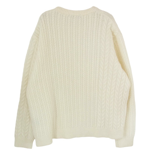 1piu1uguale3 ウノピュウノウグァーレトレ MRK278 WNY043 CRAZY CABLE CREW ウール ロゴ刺繍 クレイジー ケーブル クルーネック ニット オフホワイト系 VI【中古】