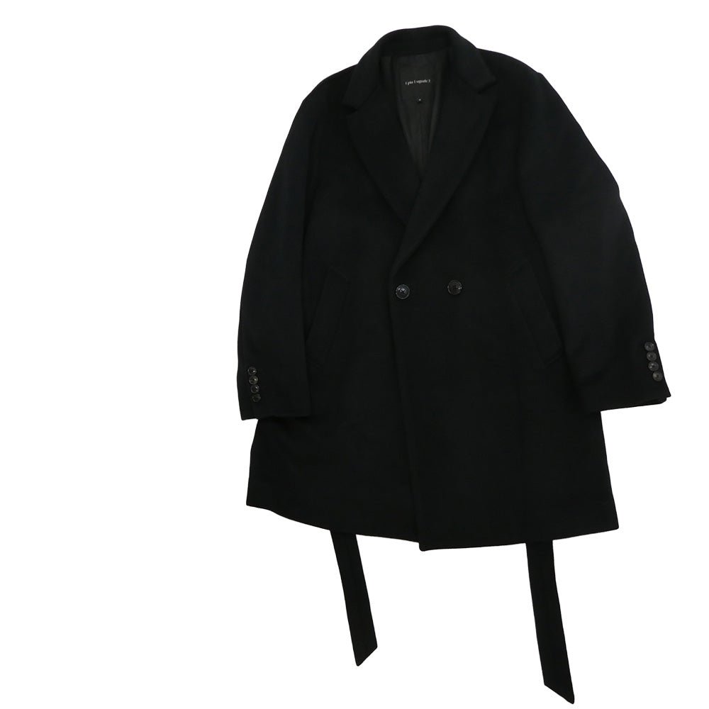 1piu1uguale3 ウノピュウノウグァーレトレ MRC152 WOL150 BELTED W CHESTER COAT ウール カシミヤ混 ベルテッド ダブル チェスターコート ブラック系 6【中古】