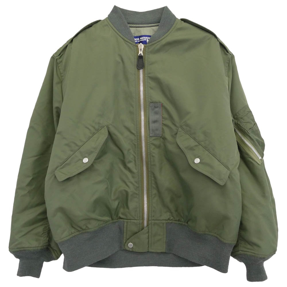 JUNYA WATANABE COMME des GARCONS MAN ジュンヤワタナベコムデギャルソンマン WH-J029 AD2021 ナイロンツイル バックプリント MA-1 ミリタリー フライト ボンバー ジャケット ブルゾン カーキ系 XS【中古】