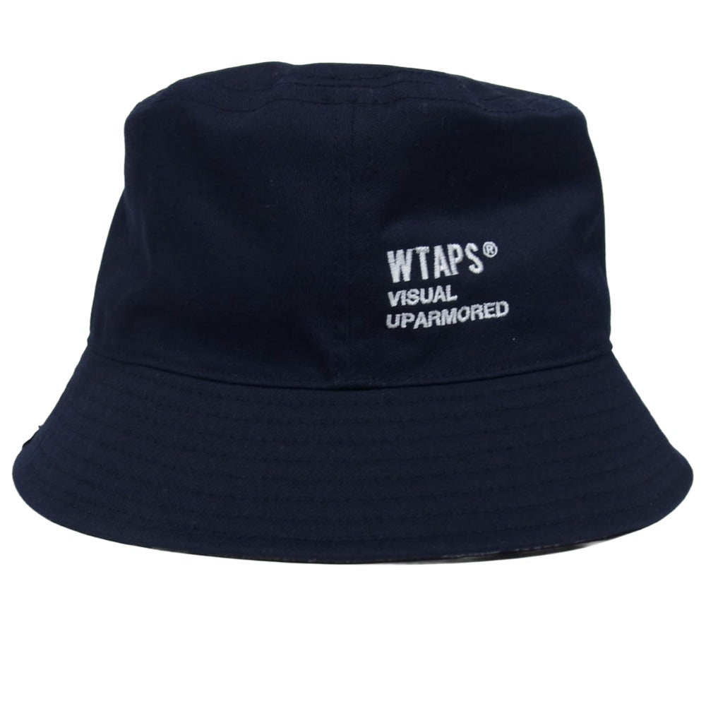 WTAPS ダブルタップス 24SS 241HCDT-HT18 ロゴ刺繍 リバーシブル バケットハット 帽子 ネイビー系【中古】