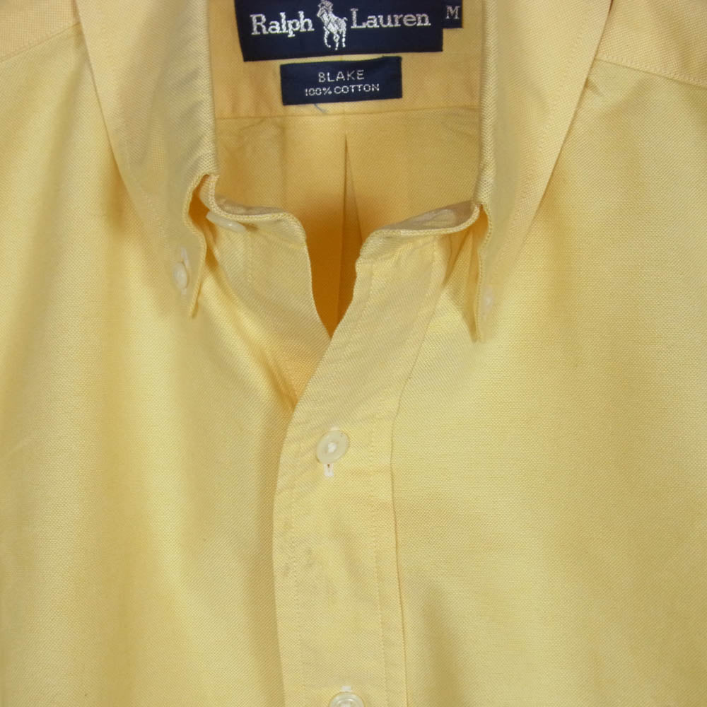 RALPH LAUREN ラルフローレン BLAKE ロゴ刺繍 ボタンダウン 半袖 シャツ イエロー系 M【中古】