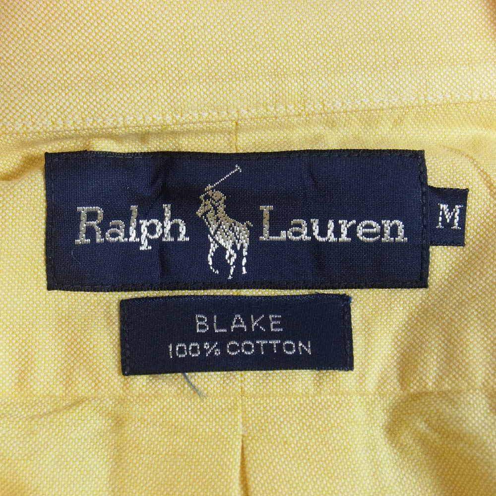 RALPH LAUREN ラルフローレン BLAKE ロゴ刺繍 ボタンダウン 半袖 シャツ イエロー系 M【中古】