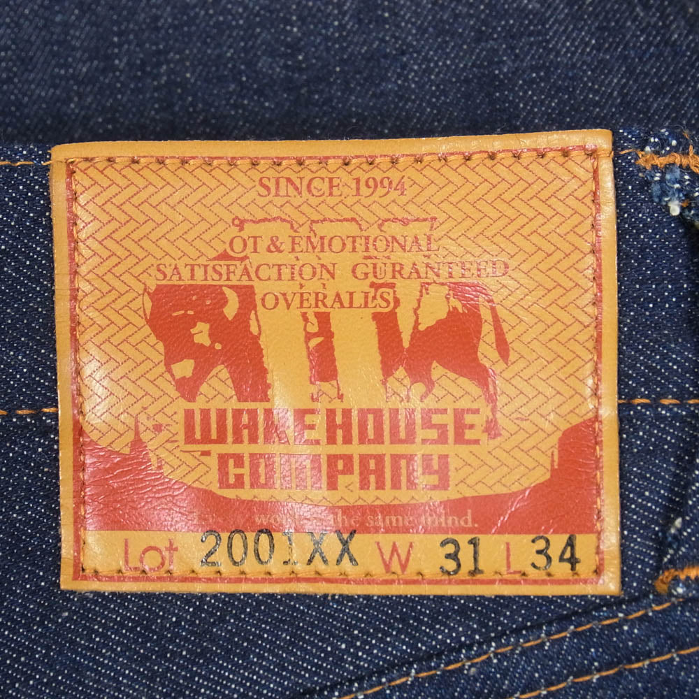WAREHOUSE ウエアハウス 2001XX リジット ボタンフライ セルビッチ デニム パンツ インディゴブルー系 W31【極上美品】【中古】