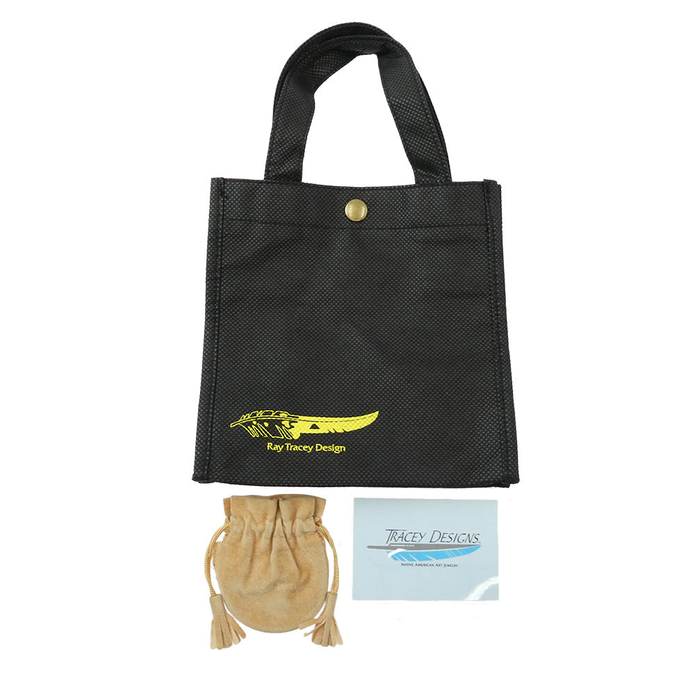 ナバホ Rey Tracey レイトレーシー フェザー インレイ インディアンジュエリー ペンダントトップ ブルー系 シルバー系【中古】