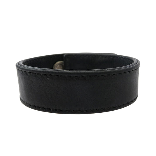 CHROME HEARTS クロムハーツ（原本無） 3BTN 2SNP クロスボール レザー ブレスレット ブラック系 シルバー系【中古】