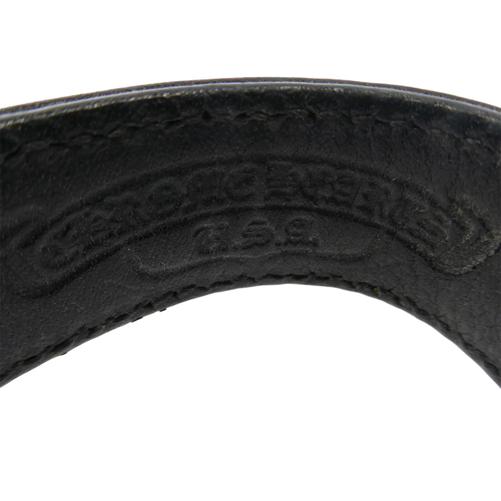 CHROME HEARTS クロムハーツ（原本無） 3BTN 2SNP クロスボール レザー ブレスレット ブラック系 シルバー系【中古】