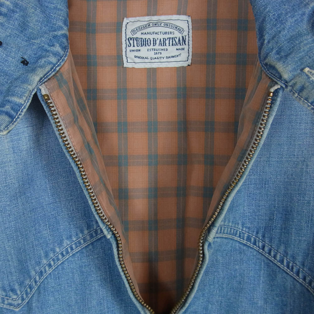 STUDIO D’ARTISAN ステュディオダルチザン レーヨン混 デニム シングル ライダース ジャケット インディゴブルー系 L【中古】