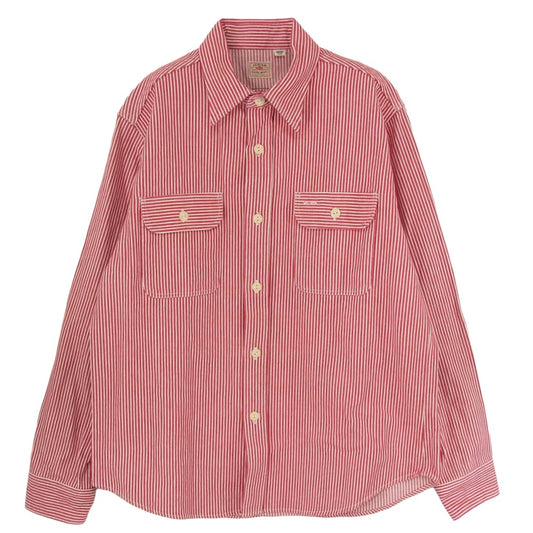 SUGAR CANE シュガーケーン SC27853 HICKORY STRIPE WORK SHIRT ヒッコリー ストライプ 長袖 シャツ レッド系 M【中古】