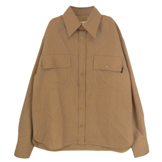 MARNI マルニ 20AW CUMU0173A0 ウール ワイド 長袖 シャツ ジャケット ブラウン系 44【中古】