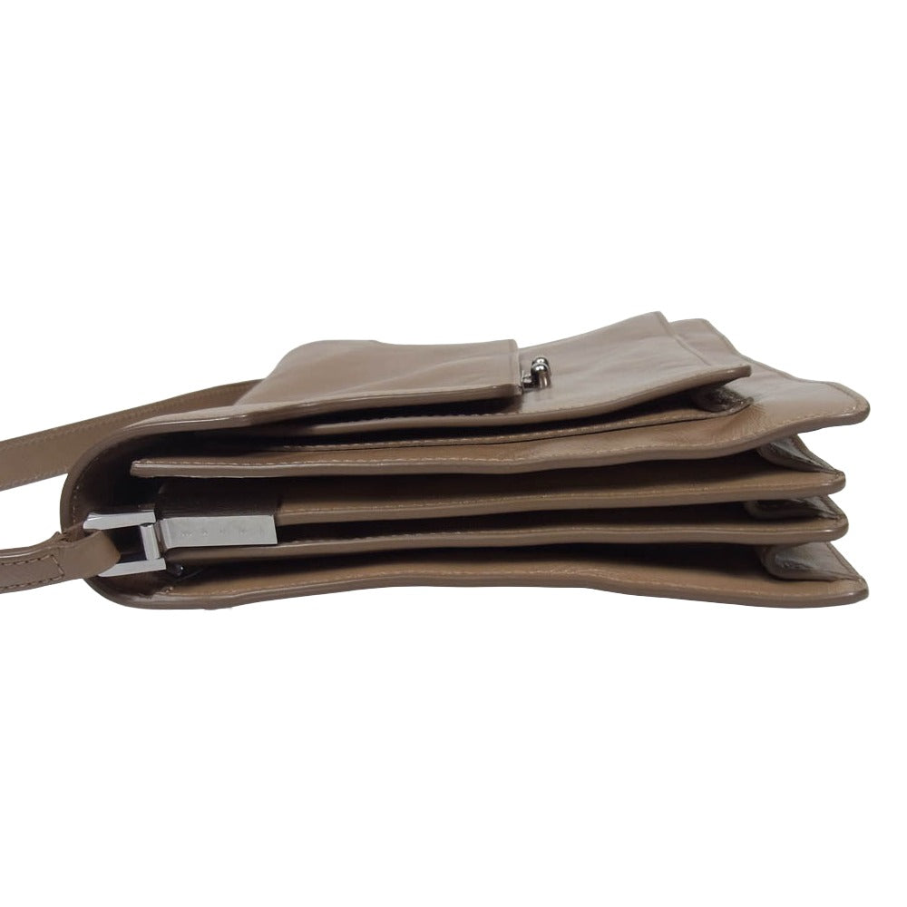 MARNI マルニ 20aw SBMQ0032Y0 Trunk Soft トランクソフト レザーショルダーバッグ ライトブラウン系【中古】