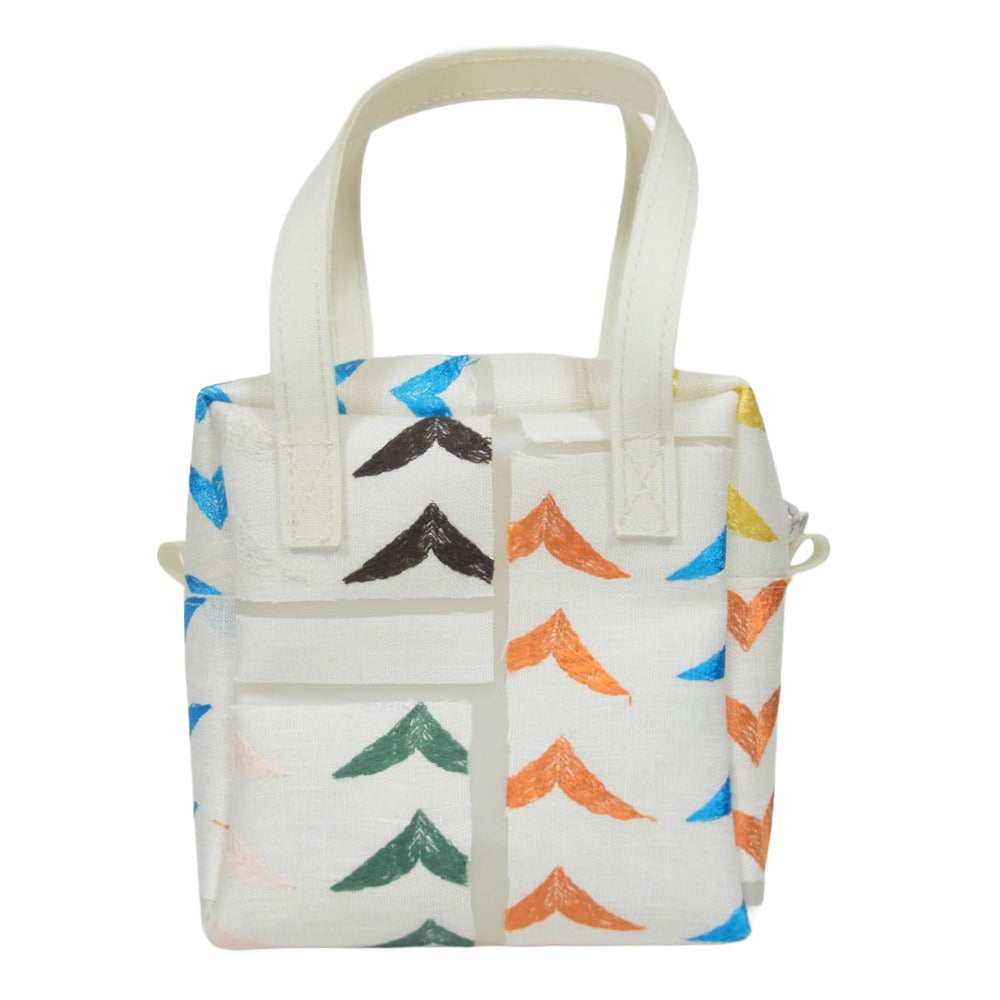 mina perhonen ミナペルホネン × Luisa C bird CUBE BAG ルイザC バード キューブ ハンド バッグ M ホワイト系【中古】