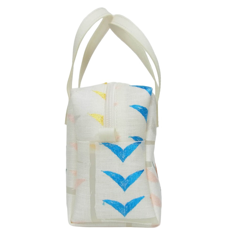 mina perhonen ミナペルホネン × Luisa C bird CUBE BAG ルイザC バード キューブ ハンド バッグ M ホワイト系【中古】