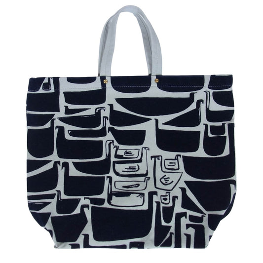 mina perhonen ミナペルホネン acs9863 birdland バードランド トートバッグ ダークネイビー系【中古】