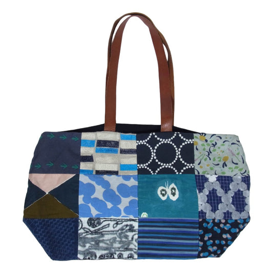 mina perhonen ミナペルホネン pi0001 piece bag パッチワーク ピース トート バッグ ブルー系【中古】