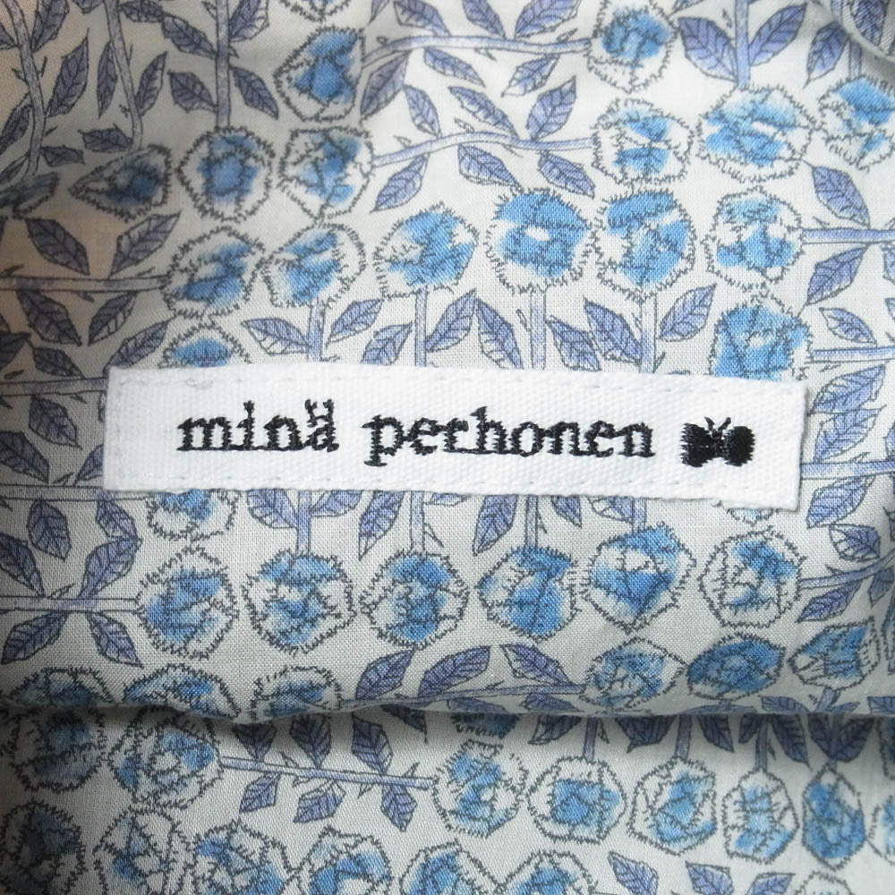 mina perhonen ミナペルホネン aca7281ps sky flower スカイフラワー 巾着 ポシェット ショルダー ポーチ バッグ ダークネイビー系【中古】