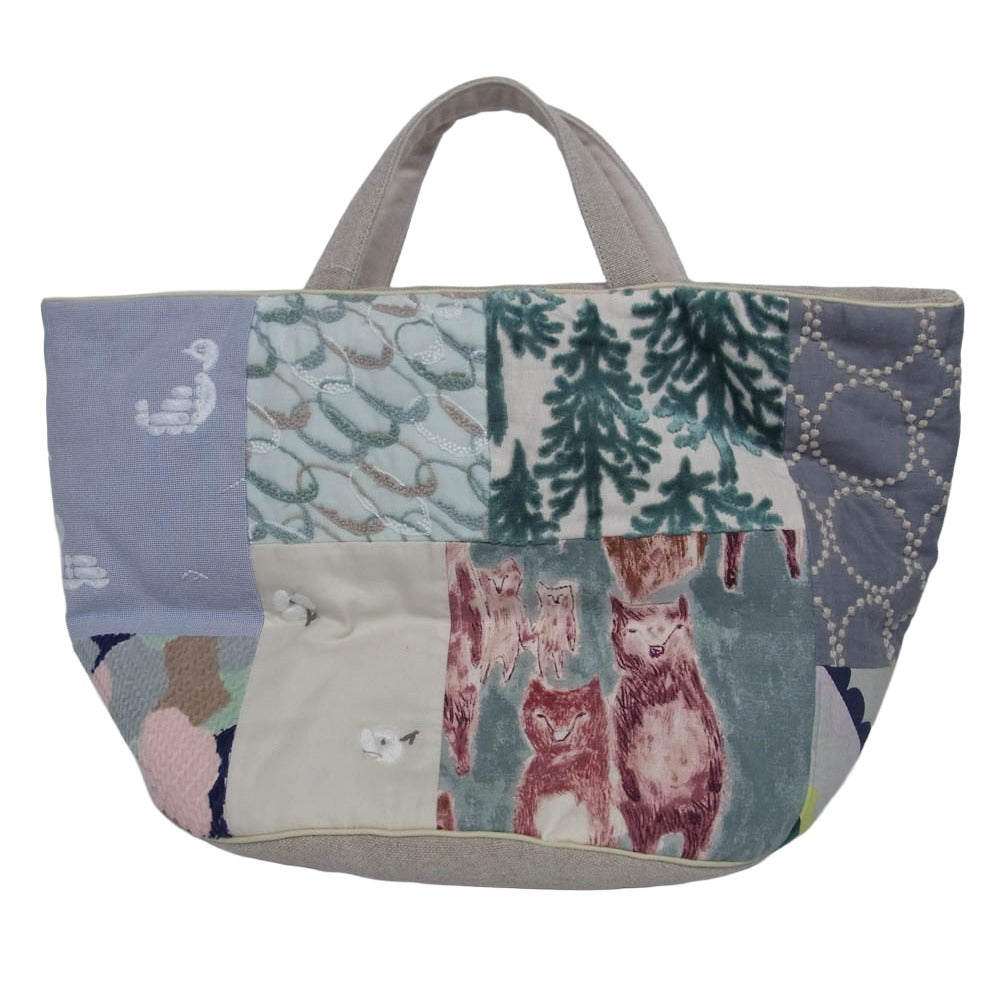 mina perhonen ミナペルホネン pi0034 basket bag パッチワーク バスケット トート バッグ マルチカラー系【中古】